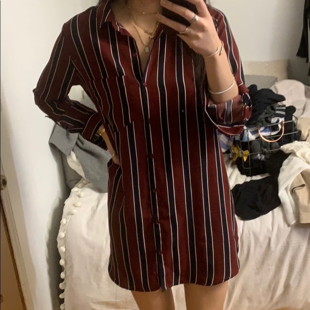 pinstriped blouse dress